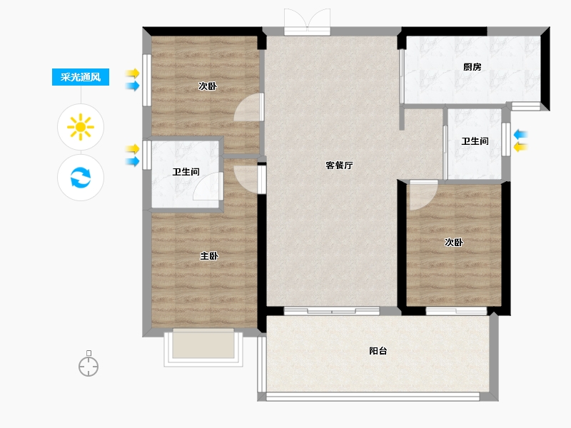 湖南省-邵阳市-邵阳湾田·望江府-88.90-户型库-采光通风