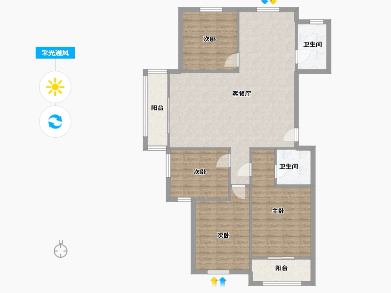 湖南省-株洲市-花好悦园-80.00-户型库-采光通风