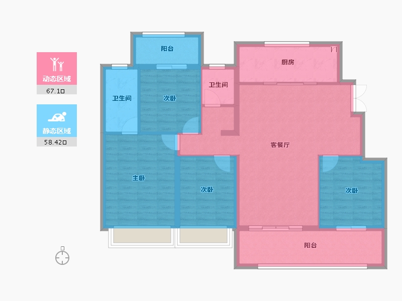 河南省-开封市-橄榄城·璟院-113.61-户型库-动静分区