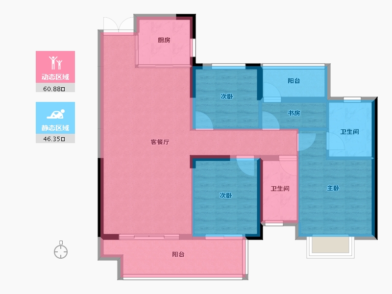 湖南省-邵阳市-邵阳湾田·望江府-96.54-户型库-动静分区