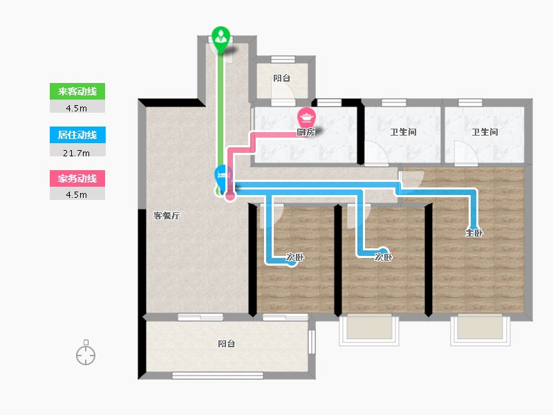 云南省-昆明市-中海寰宇天下-95.76-户型库-动静线