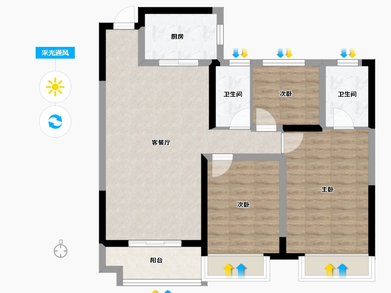 贵州省-遵义市-遵义国际商贸城商城雅苑-77.87-户型库-采光通风