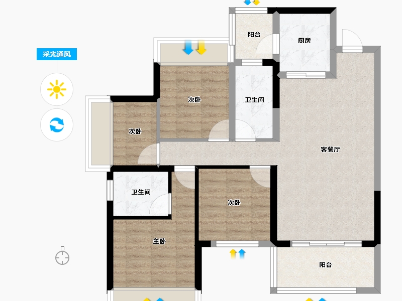 广西壮族自治区-贵港市-贵港雅庭-80.93-户型库-采光通风