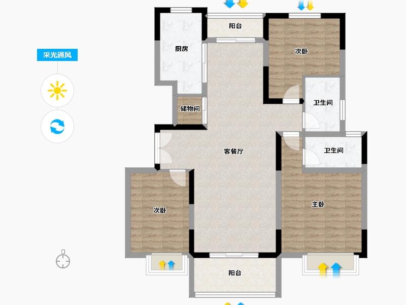 河南省-濮阳市-建业璟园-108.03-户型库-采光通风