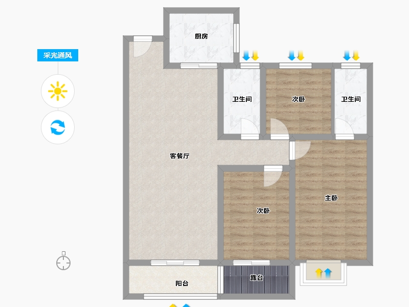 河南省-濮阳市-龙泰·玺园-93.15-户型库-采光通风