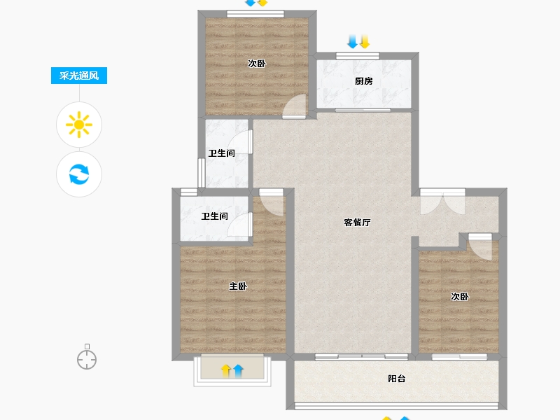 河南省-濮阳市-崛起翎云府-95.04-户型库-采光通风