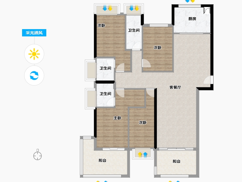 广东省-汕头市-海璟天翡-136.51-户型库-采光通风