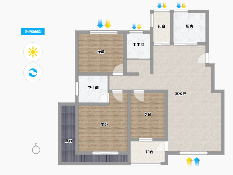 河南省-濮阳市-龙泰·玺园-105.05-户型库-采光通风