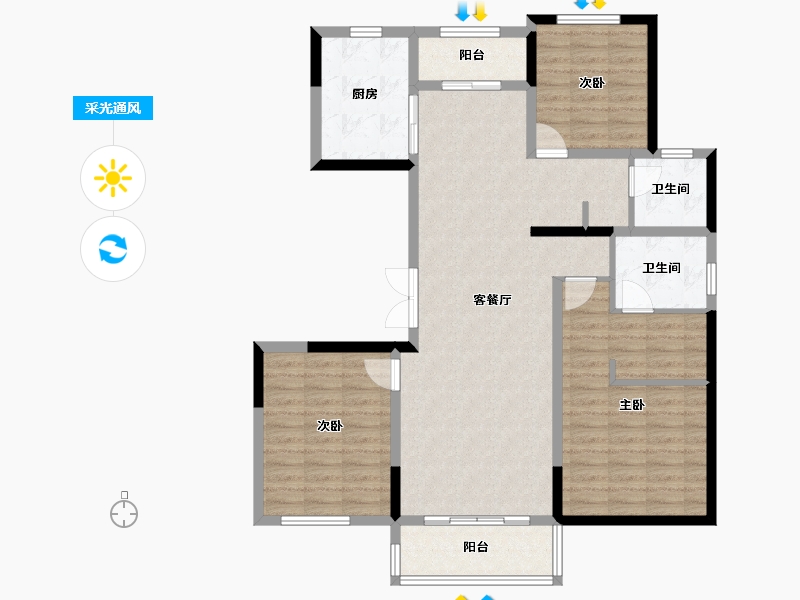 山东省-济南市-中铁逸都国际阅山-111.20-户型库-采光通风