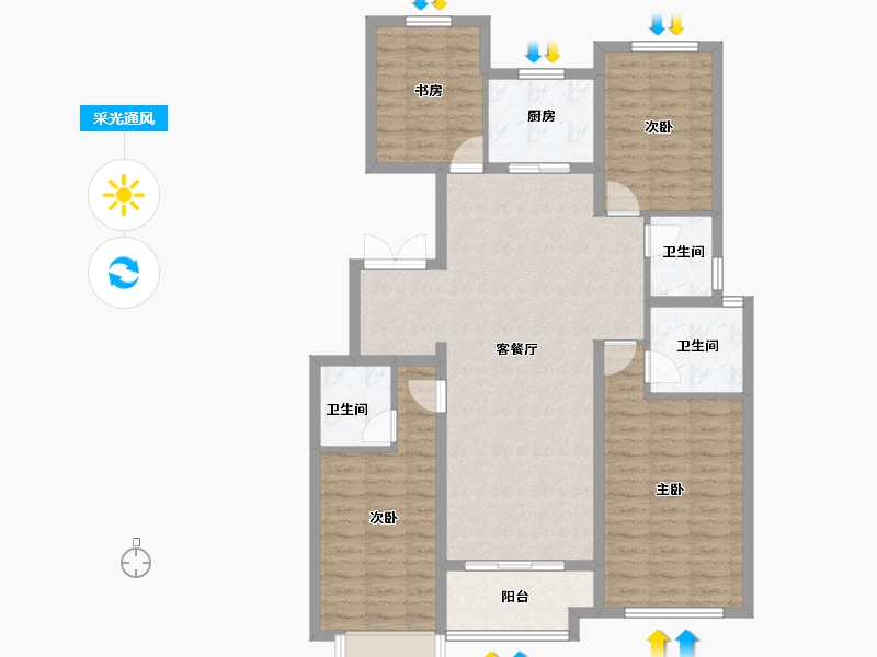 山东省-滨州市-荣盛墨香山南-114.40-户型库-采光通风