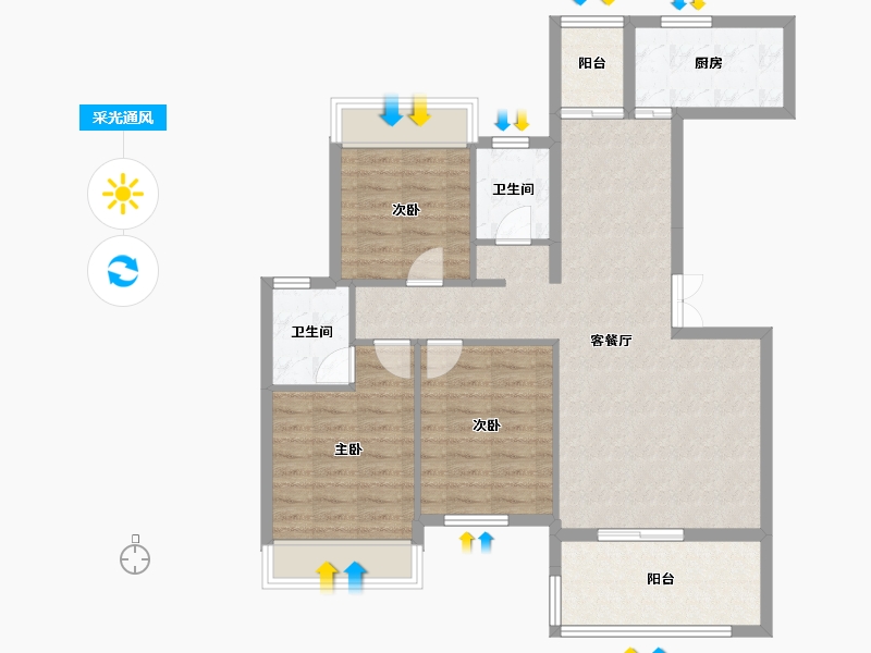 湖北省-咸宁市-公园里学府-91.68-户型库-采光通风