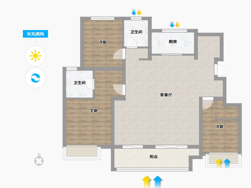 江苏省-徐州市-银城致享城-102.40-户型库-采光通风