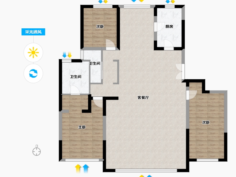 内蒙古自治区-呼和浩特市-融创瀚海壹號-136.46-户型库-采光通风