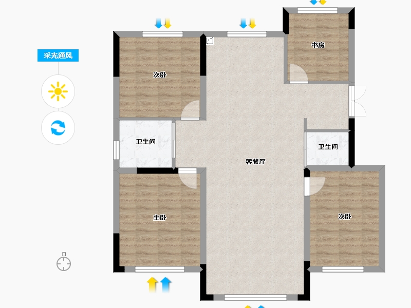 辽宁省-抚顺市-电建地产海赋外滩-103.45-户型库-采光通风