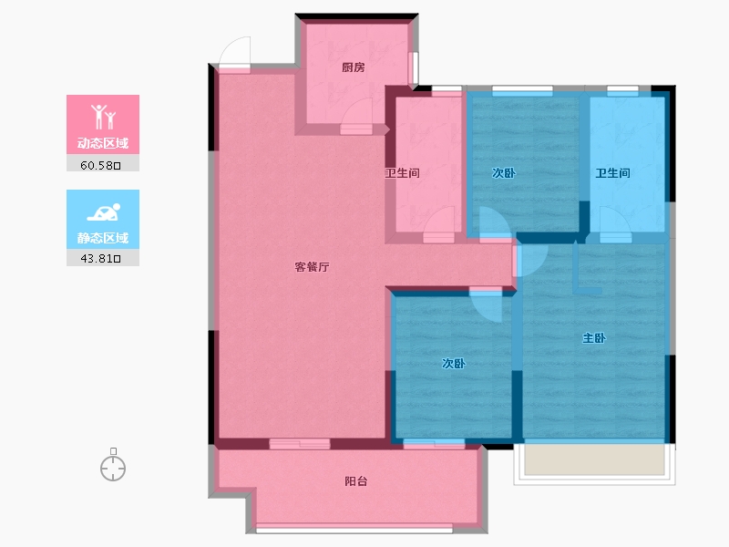 河南省-周口市-建业幸福里东望-92.00-户型库-动静分区