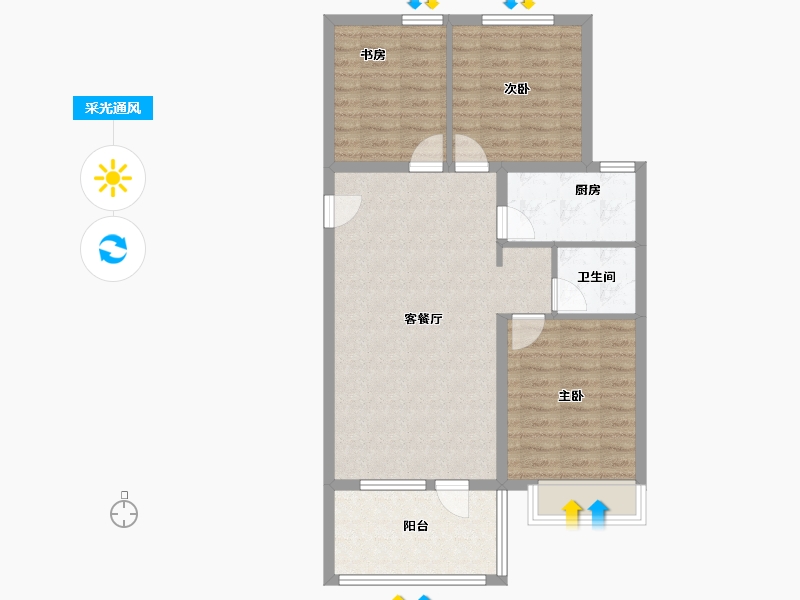 河北省-廊坊市-荣盛霸州新城-79.38-户型库-采光通风