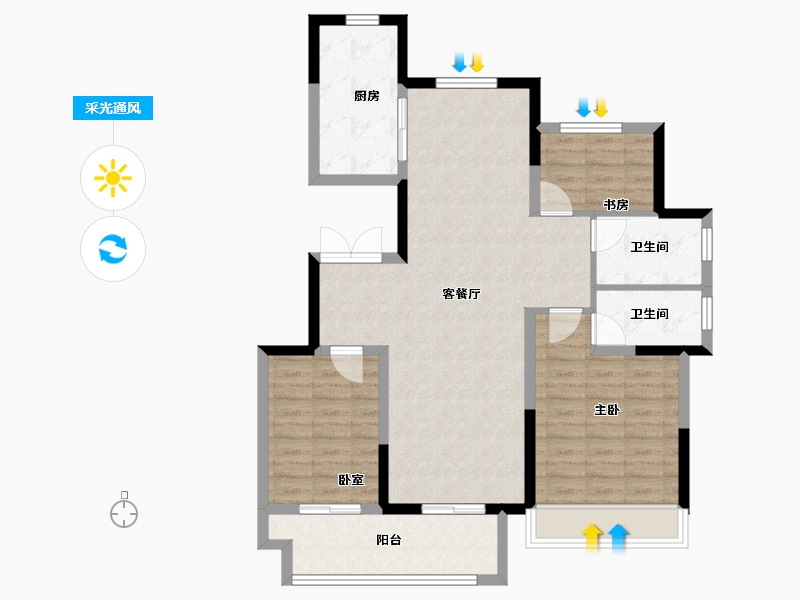 安徽省-宿州市-绿城岱湖世纪城丁香园-94.40-户型库-采光通风