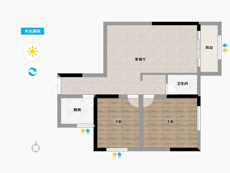 湖南省-郴州市-智通江天-70.03-户型库-采光通风