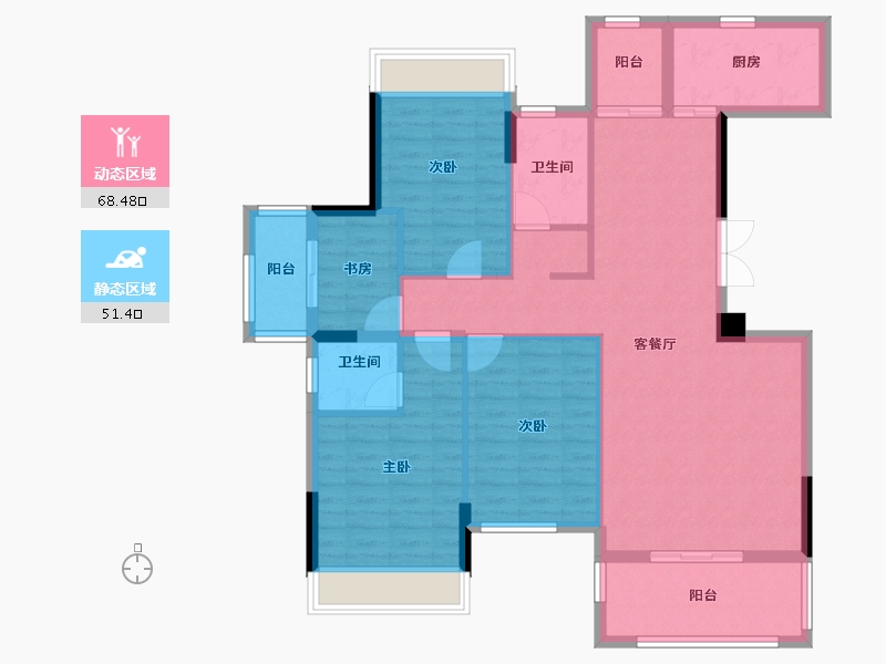 湖北省-咸宁市-公园里学府-108.00-户型库-动静分区