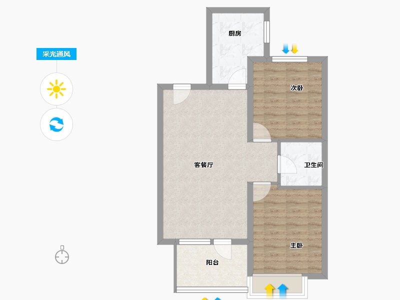 河北省-廊坊市-荣盛霸州新城-65.14-户型库-采光通风