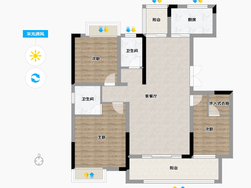 贵州省-遵义市-遵义国际商贸城商城雅苑-100.91-户型库-采光通风