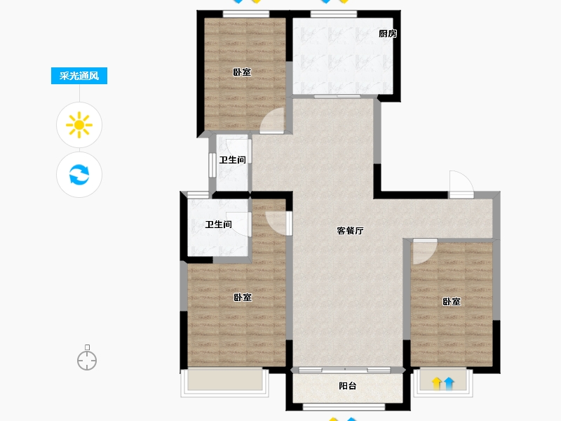 河南省-安阳市-嘉洲城上府-103.20-户型库-采光通风