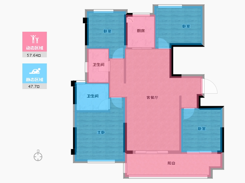 福建省-宁德市-福州湖滨府-94.40-户型库-动静分区