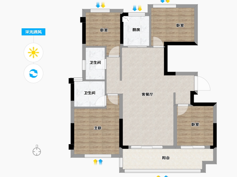 福建省-宁德市-福州湖滨府-94.40-户型库-采光通风