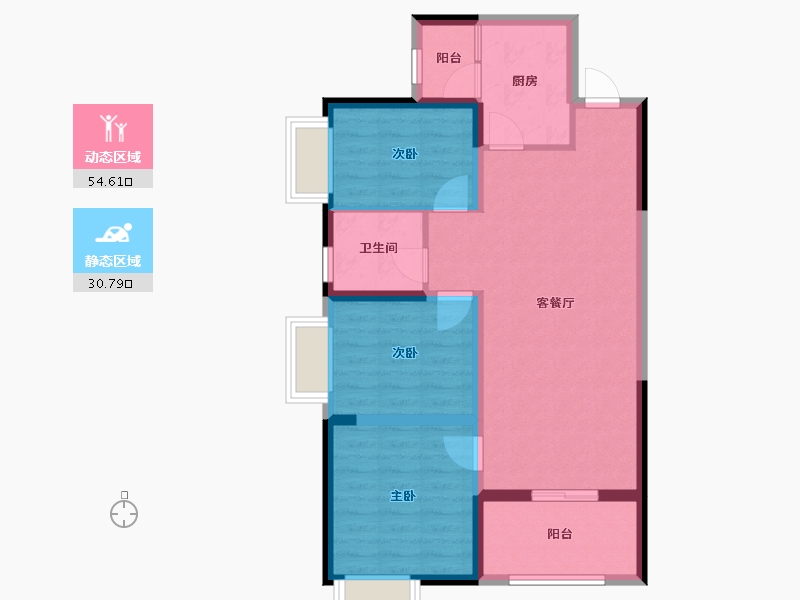 湖南省-湘潭市-金侨印象湘江-76.00-户型库-动静分区