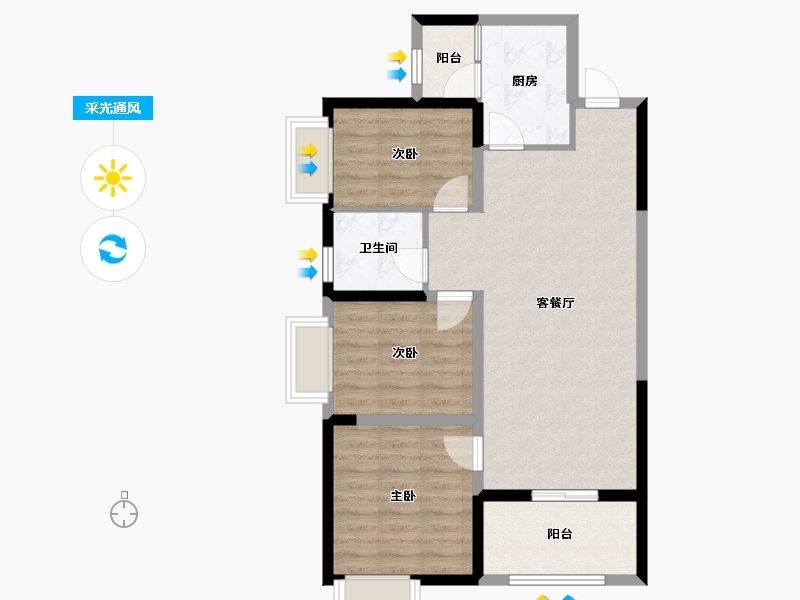 湖南省-湘潭市-金侨印象湘江-76.00-户型库-采光通风