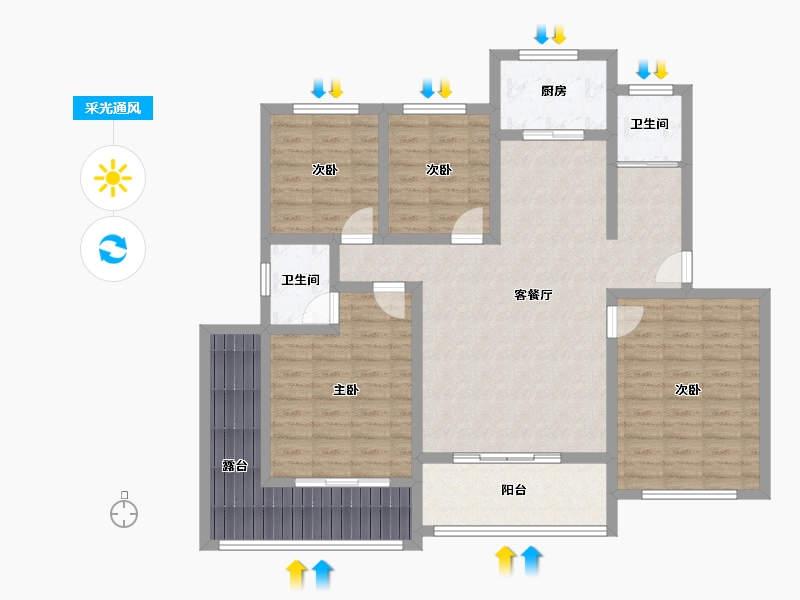 河南省-濮阳市-龙泰·玺园-117.12-户型库-采光通风