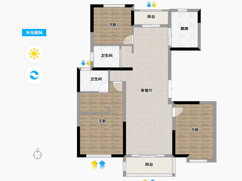 山东省-济南市-中铁逸都国际阅山-118.86-户型库-采光通风