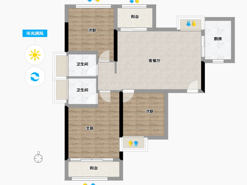 福建省-福州市-中铁城江督府-82.30-户型库-采光通风