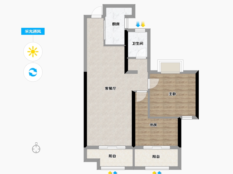 福建省-福州市-中铁城江督府-70.45-户型库-采光通风