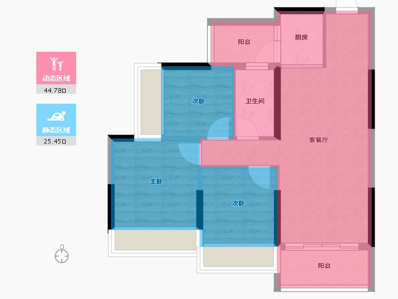 广东省-清远市-金丰壹方城-62.37-户型库-动静分区