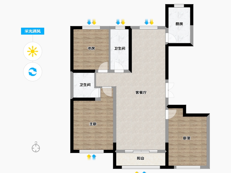 内蒙古自治区-呼和浩特市-至诚金融世家-95.97-户型库-采光通风