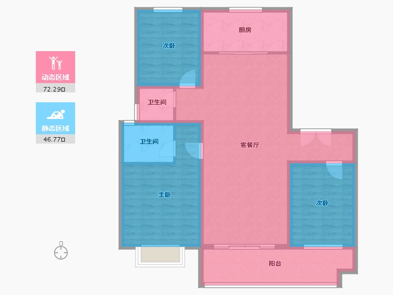 河南省-濮阳市-汇丰胜东花园2期-107.12-户型库-动静分区