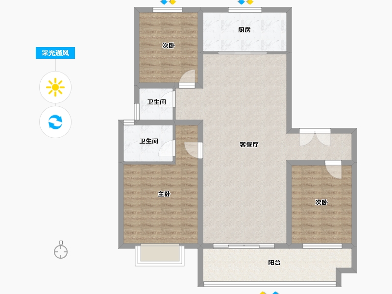 河南省-濮阳市-汇丰胜东花园2期-107.12-户型库-采光通风