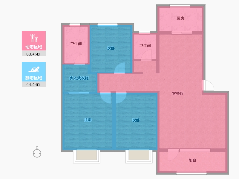 河南省-濮阳市-向荣壹号院-100.60-户型库-动静分区