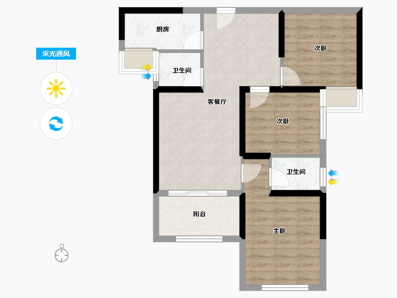 福建省-福州市-中铁城江督府-71.85-户型库-采光通风