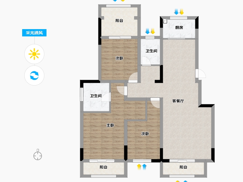 河南省-开封市-橄榄城·璟院-111.99-户型库-采光通风