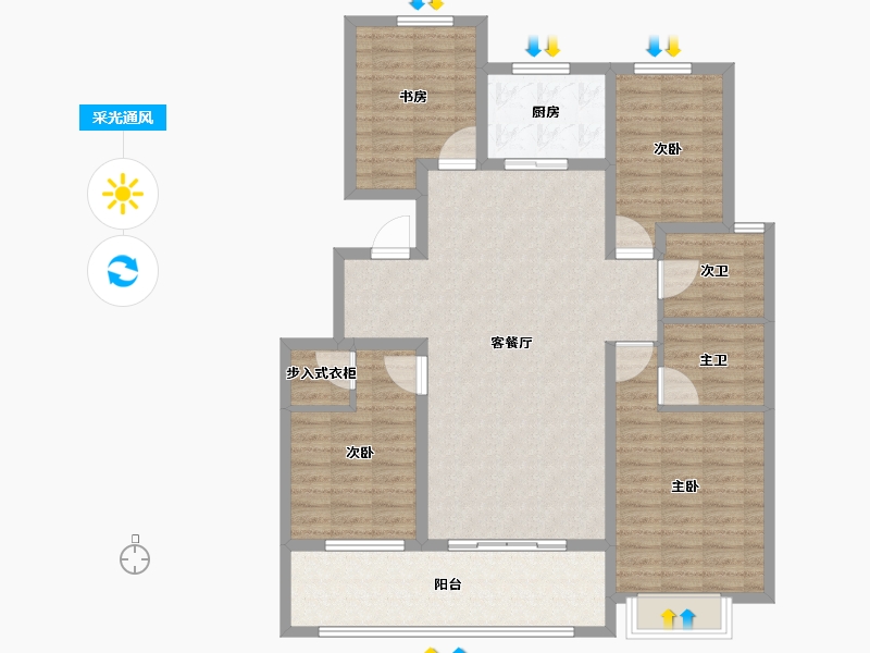 山东省-济宁市-睿湖印象-120.91-户型库-采光通风