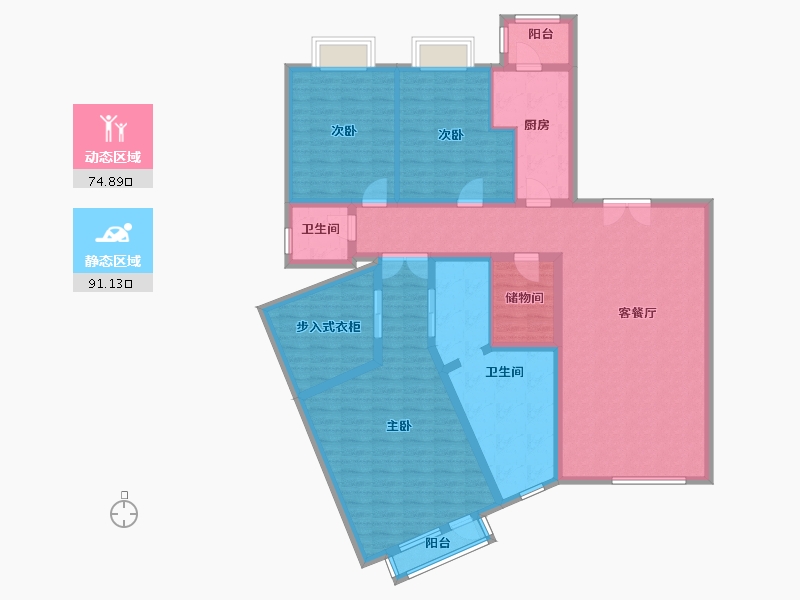 北京-北京市-世茂奥临花园-160.00-户型库-动静分区