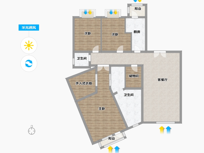 北京-北京市-世茂奥临花园-160.00-户型库-采光通风