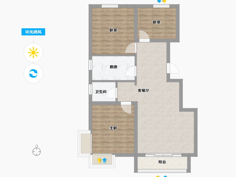 河北省-石家庄市-厚德福城礼著南院-90.00-户型库-采光通风