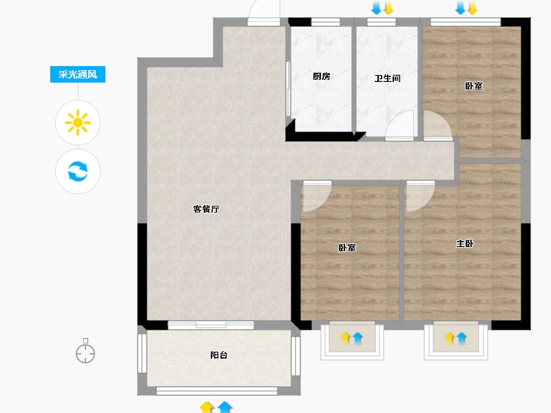 江西省-吉安市-龙城御璟国际-83.77-户型库-采光通风