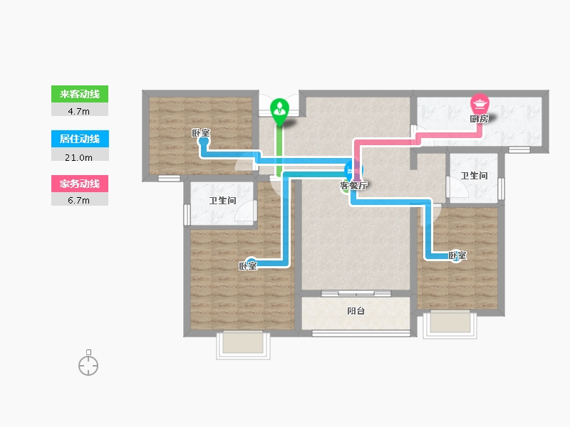 河南省-濮阳市-中央公园三期•望璟臺-94.80-户型库-动静线