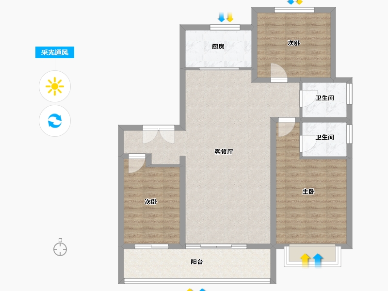 河南省-濮阳市-崛起翎云府-99.13-户型库-采光通风