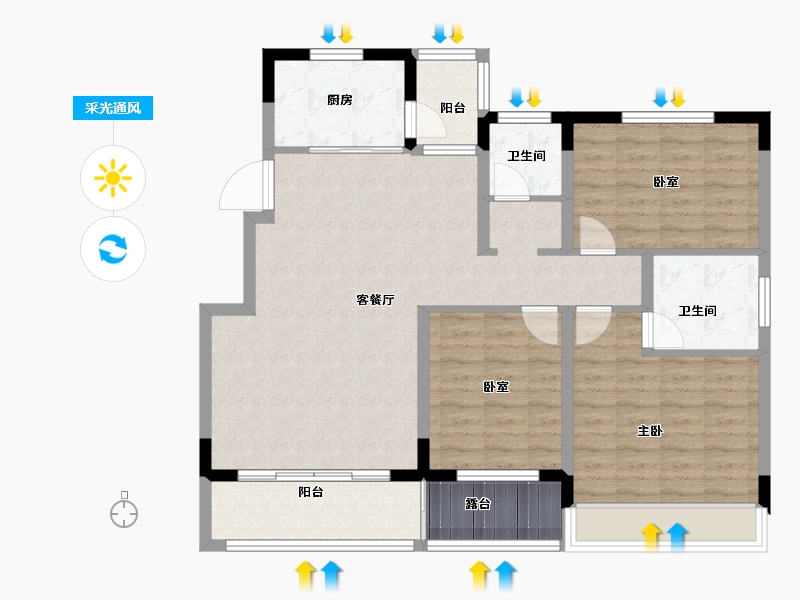 河南省-濮阳市-乐享御府-101.22-户型库-采光通风