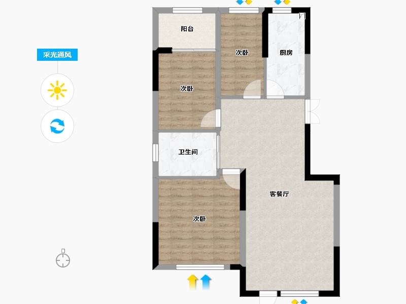 辽宁省-抚顺市-电建地产海赋外滩-79.96-户型库-采光通风